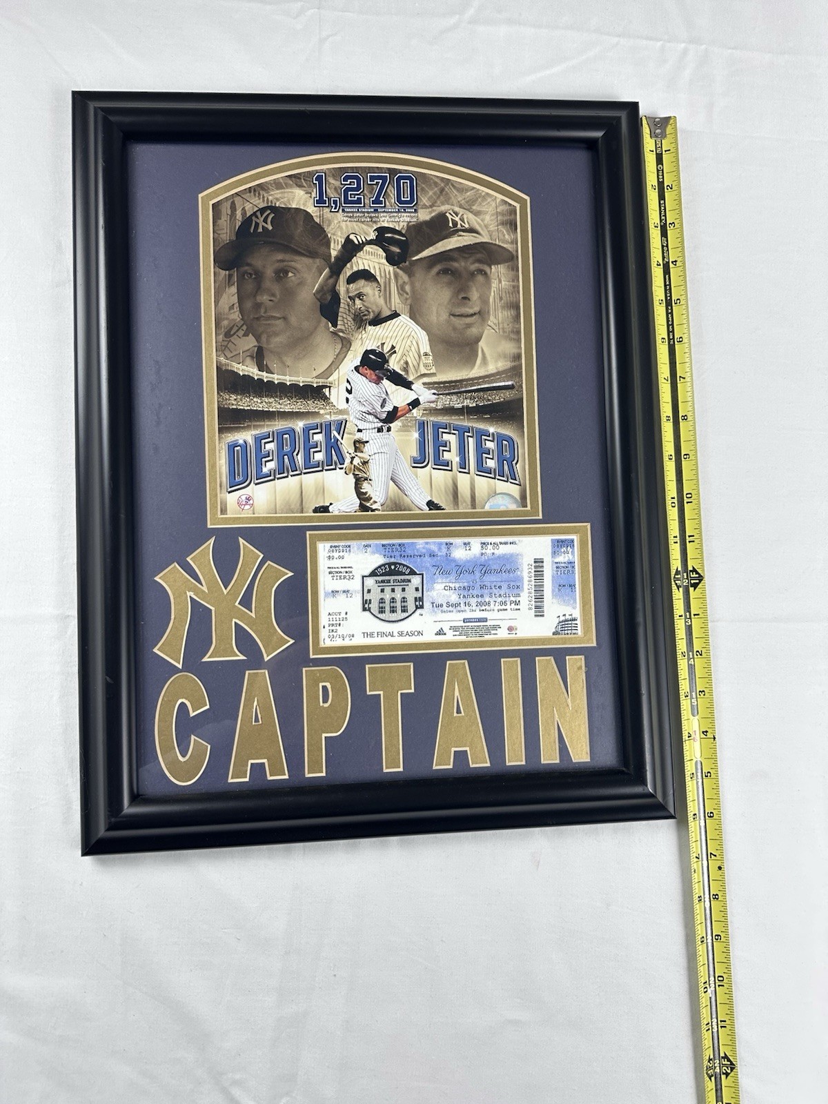 Derek Jeter 1,270 Most Hits In Yankee Stadium Framed Picture And Ticket 2008