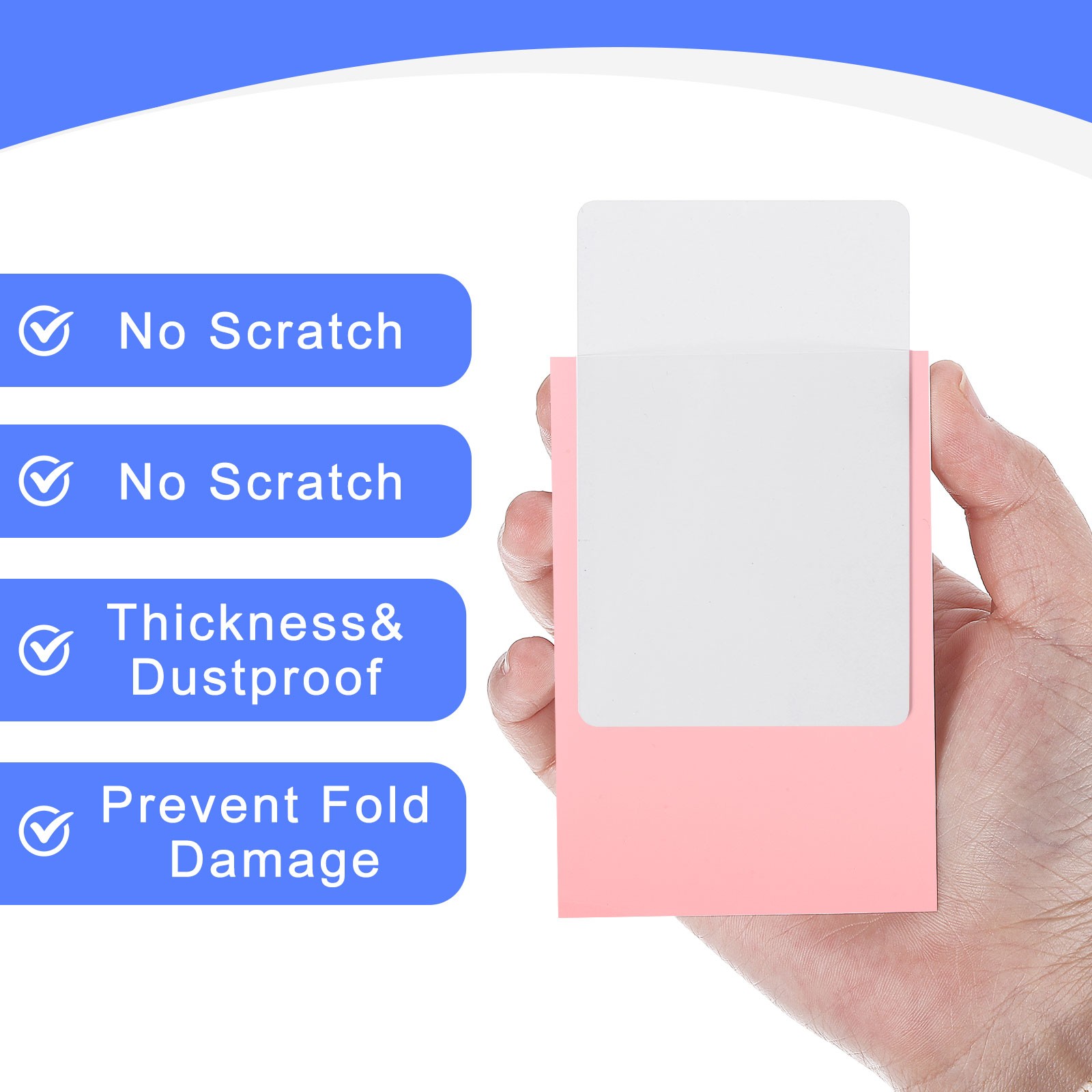 50Pcs Photocard Holder Trading Card Protector Photo Sleeves Shield Cover Pink