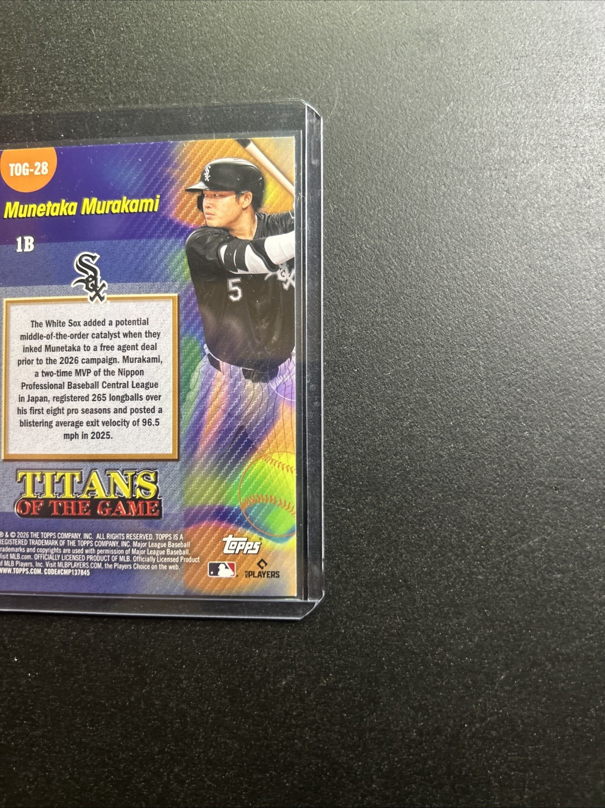 Munetaka Murakami RC Titans Of The Game #TOG-28 2026 Topps Series 2 White Sox