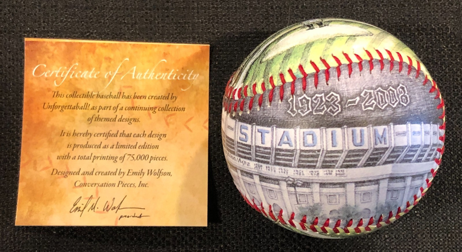 New York Yankee Stadium Final Game 2008 Unforgettaballs Memorabilia Art Baseball