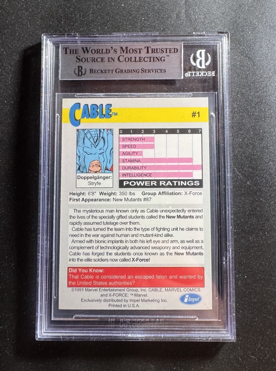 1991 Impel X-Force Promo #1 Cable Beckett BGS 8.5 Sharp Marvel Comics
