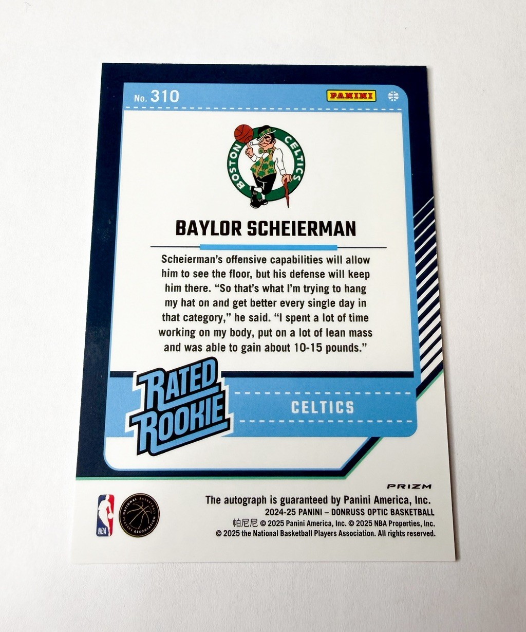 2024-25 Panini Donruss Baylor Scheierman Rated Rookie Seismic Signatures Auto RC