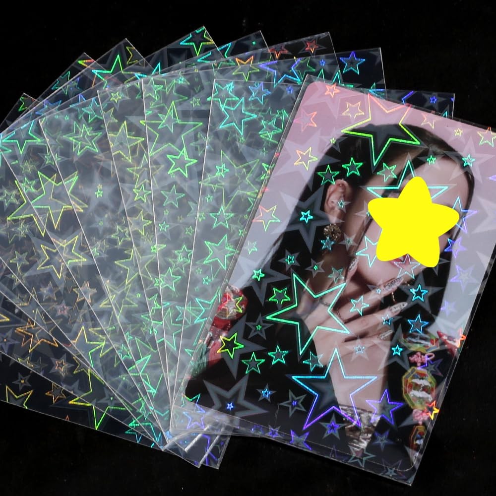 100 Pcs Laser Flashing Photocard Sleeves Holographic Card Sleeves Photocard H…