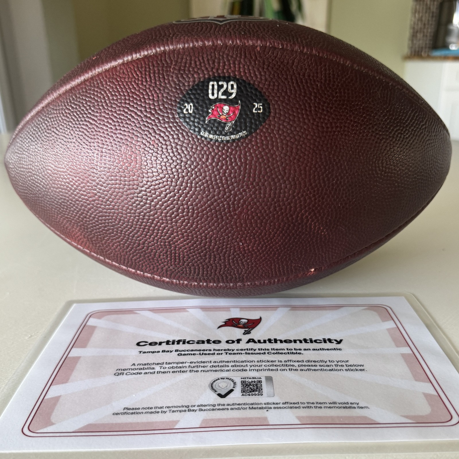 GAME USED Tampa Bay Buccaneers 11/09 + 11/16/25 NFL Football vs Patriots + Bills