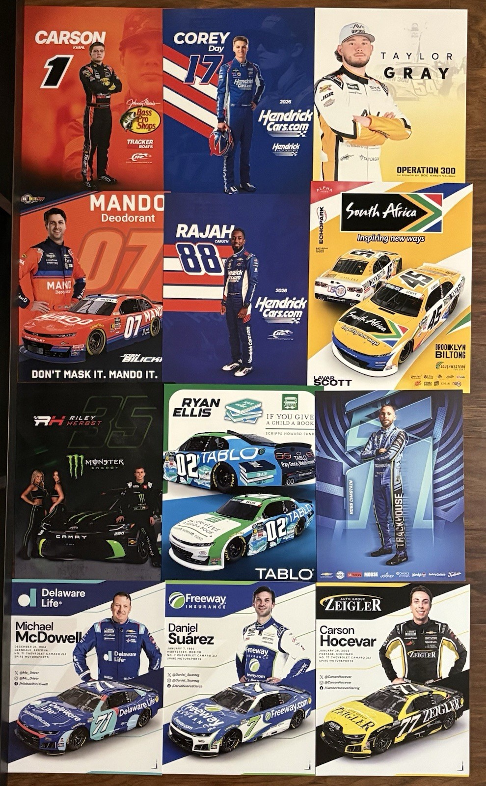 LOT OF 61 DIFFERENT NASCAR 2026 ATLANTA CUP O’REILLY RACING HERO CARD POSTCARDS