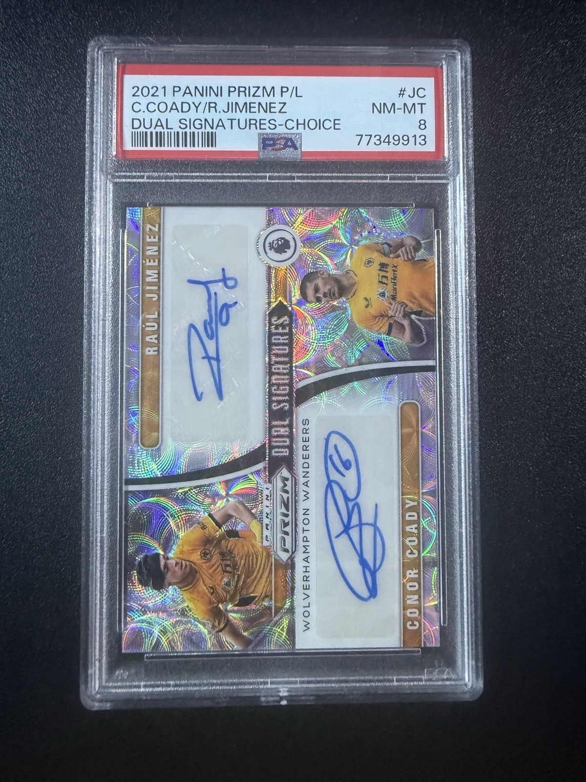 2021 Prizm Premier League Raul Jimenez Conor Coady DUAL AUTO /25 PSA 8 Wolves