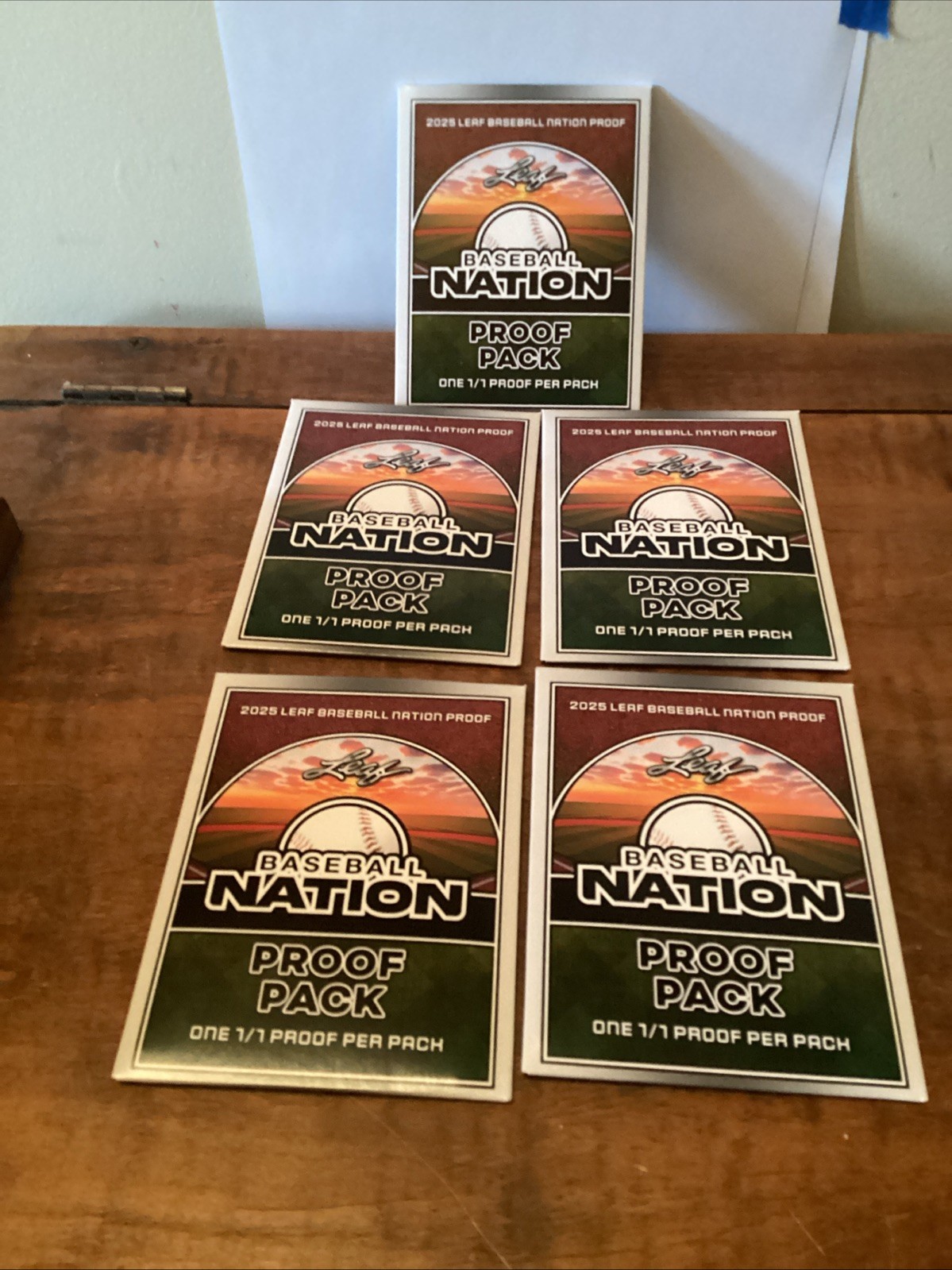 Lot of 5 Unopened 2025 Leaf Baseball Nation 1/1 Pre Production Proof Packs