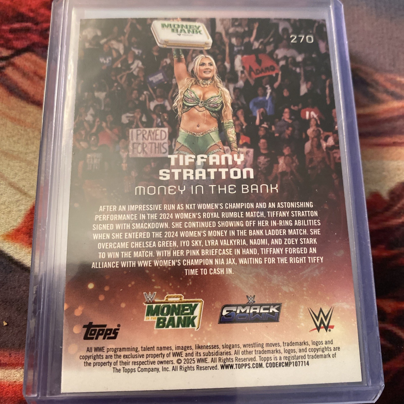 2025 Topps WWE Universe Tiffany Stratton Money In The Back Event Variation