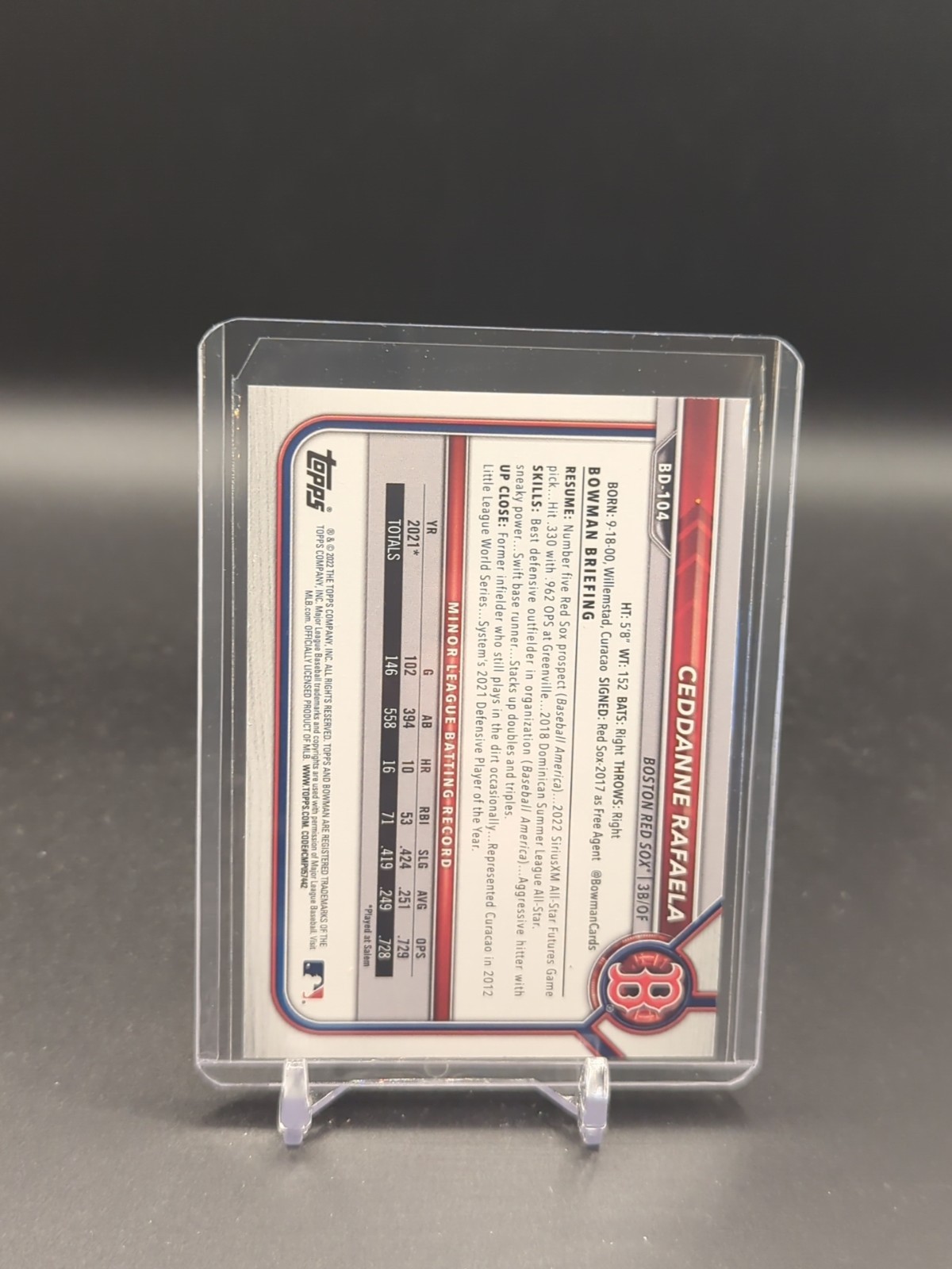 2022 Bowman 1st Edition – Ceddanne Rafaela #BPPF-61 Sky Blue Foil (RC)