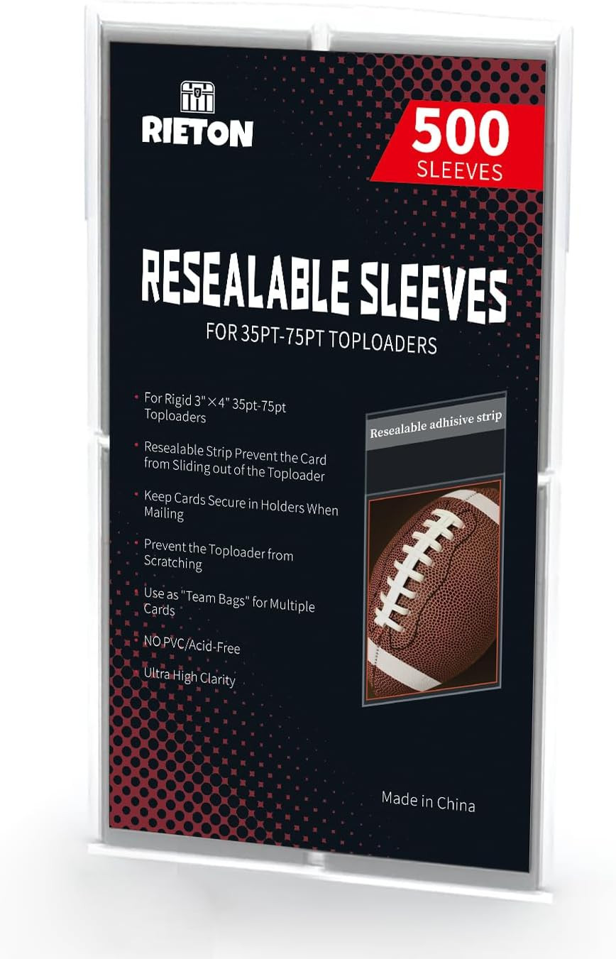 Toploader Sleeves – Resealable Team Bags for 35-75PT Top Loader Cards …