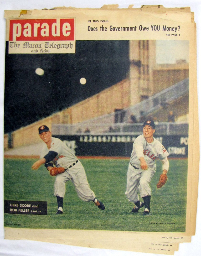 Vintage 1955 MLB Bob Feller vs Herb Score Baseball Newspaper Magazine