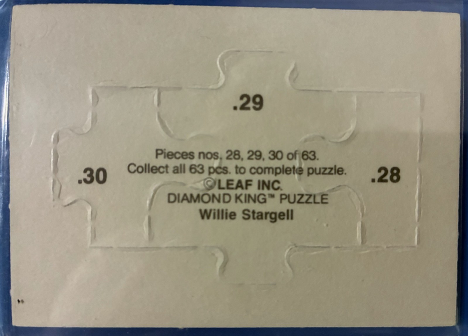 1992 DONRUSS WILLIE STARGELL PUZZLE, “L” ERROR