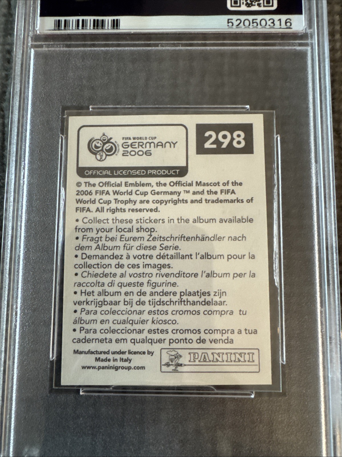 2006 Panini FIFA World Cup Germany – Cristiano Ronaldo – Sticker- PSA 9 MINT!