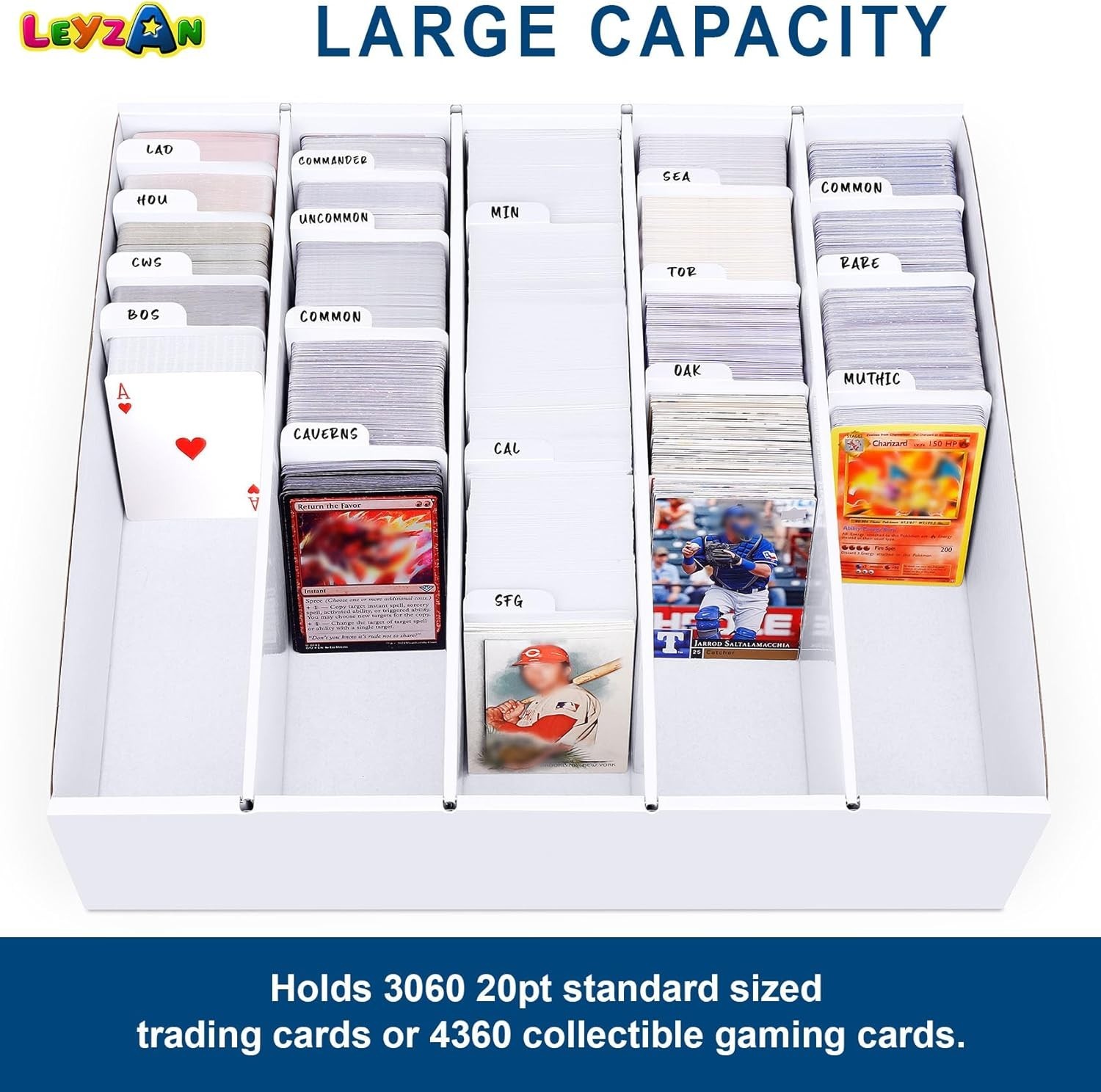 Large Capacity 5-Row Card Storage Box – Sturdy & Stackable Storage Solutions