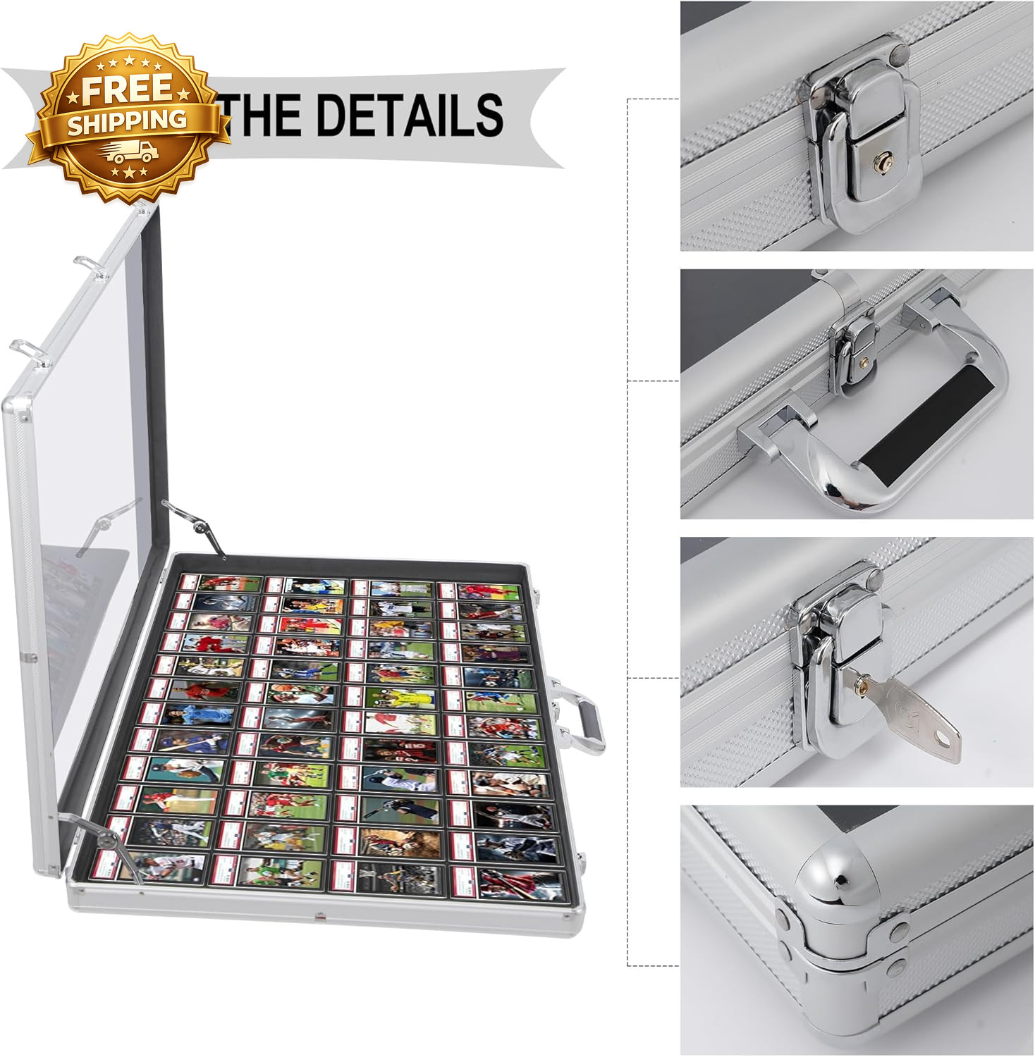 Card Display Case Aluminum 34″ L X 22″ W Glass Display Case for Cards XL Large