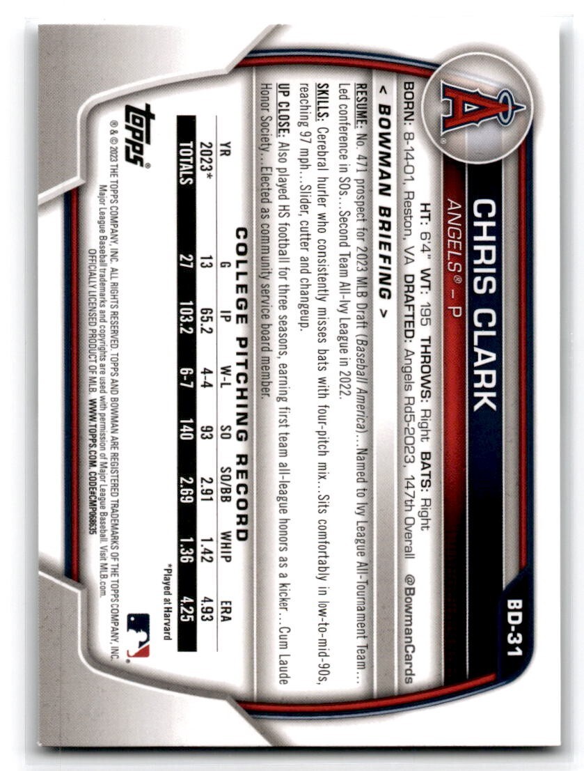 2023 Bowman 1st Chris Clark #BD-31 Angels
