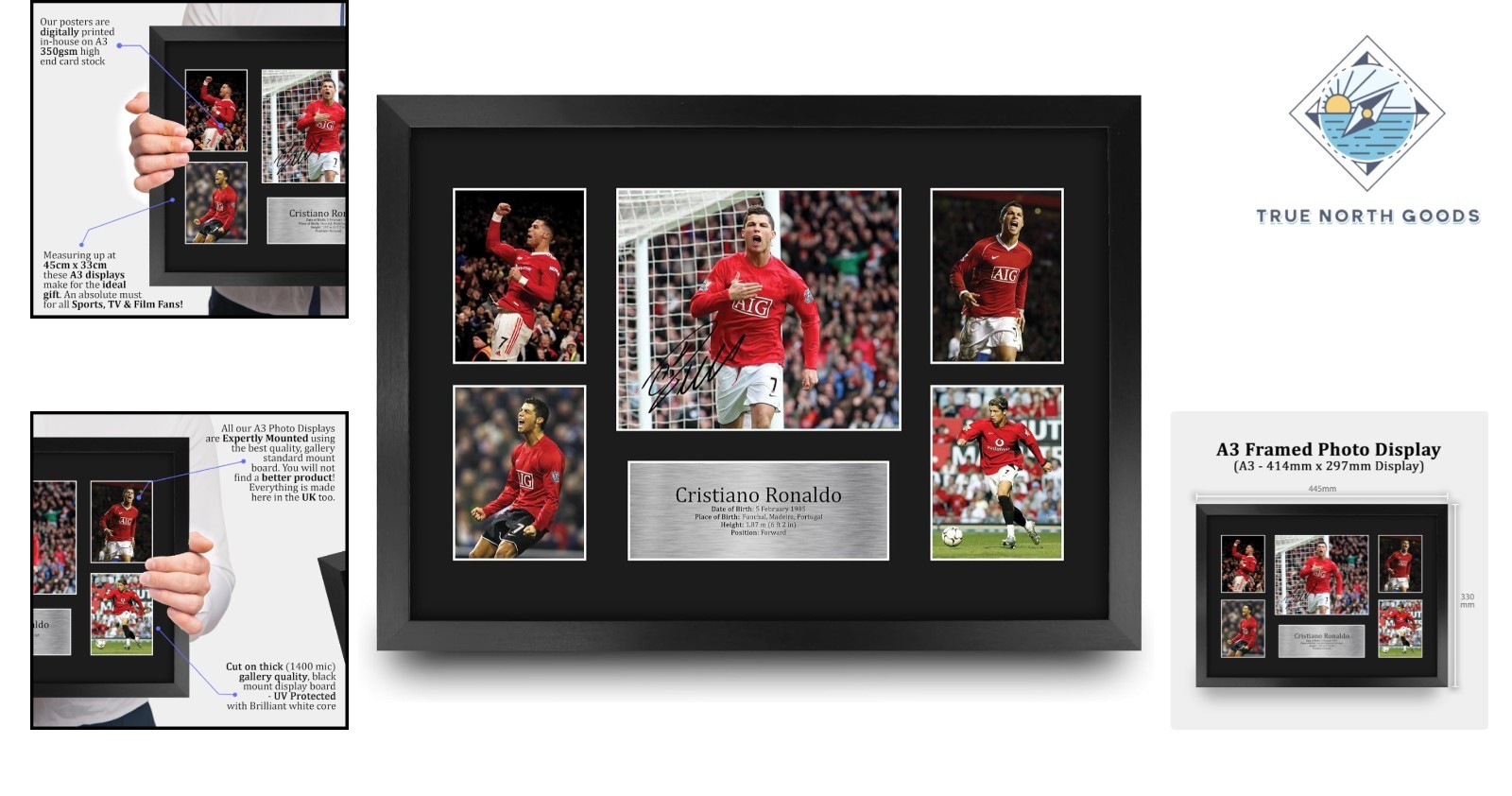 Signed Cristiano Ronaldo 16×12 Framed Picture – Premier Gift for Football Lovers