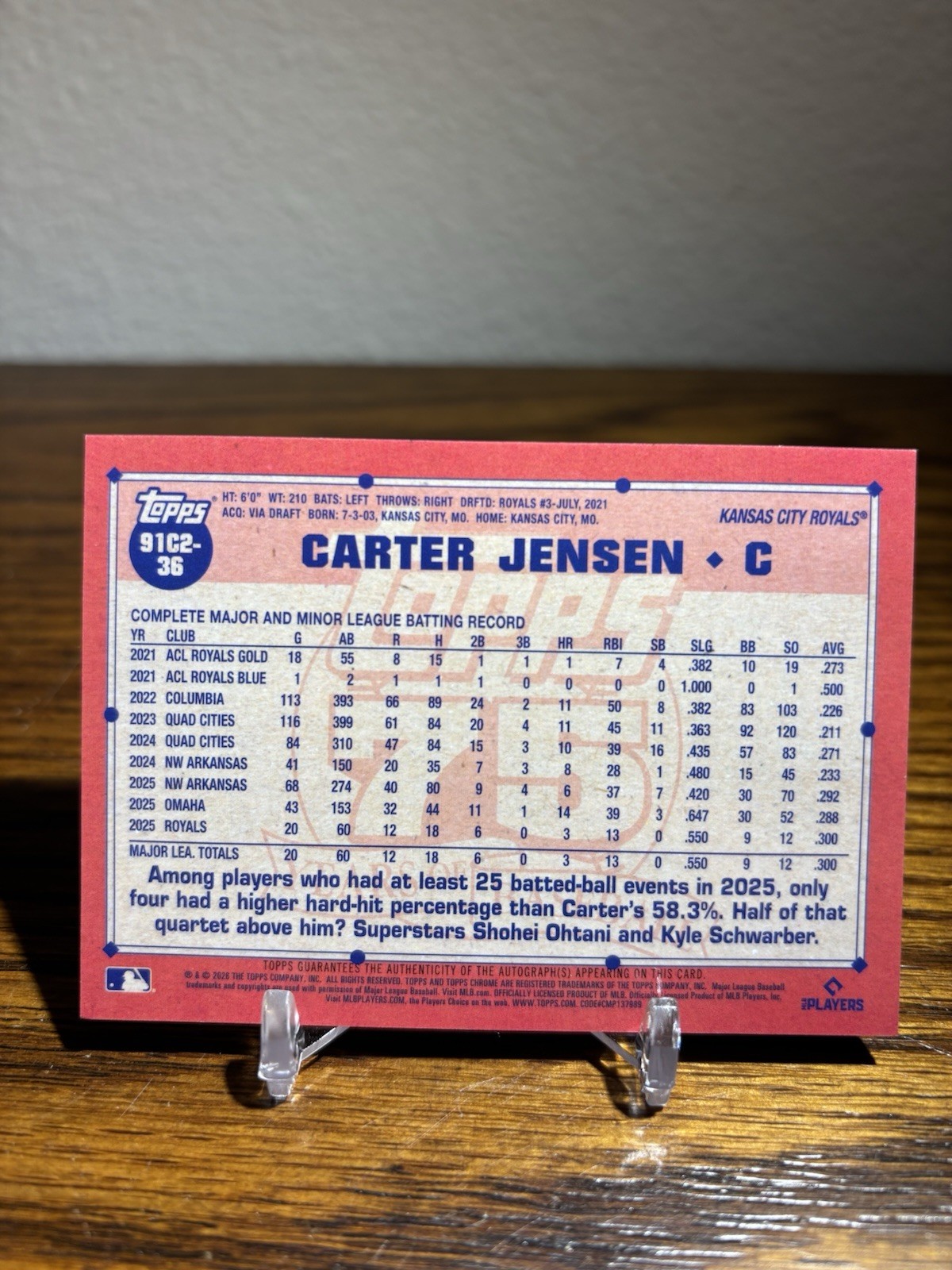 2026 Topps Series 2 Carter Jensen Mojo /50 AUTO RC #91C2-36