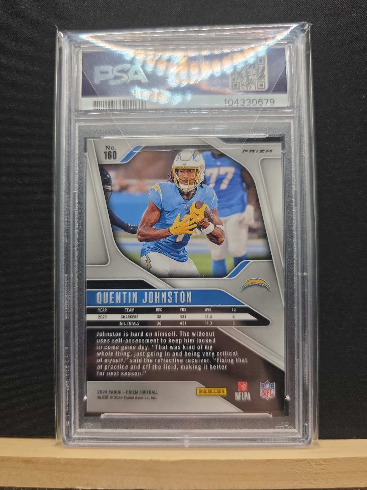 2024 Panini Prizm – Quentin Johnston #160 White Sparkle Prizm