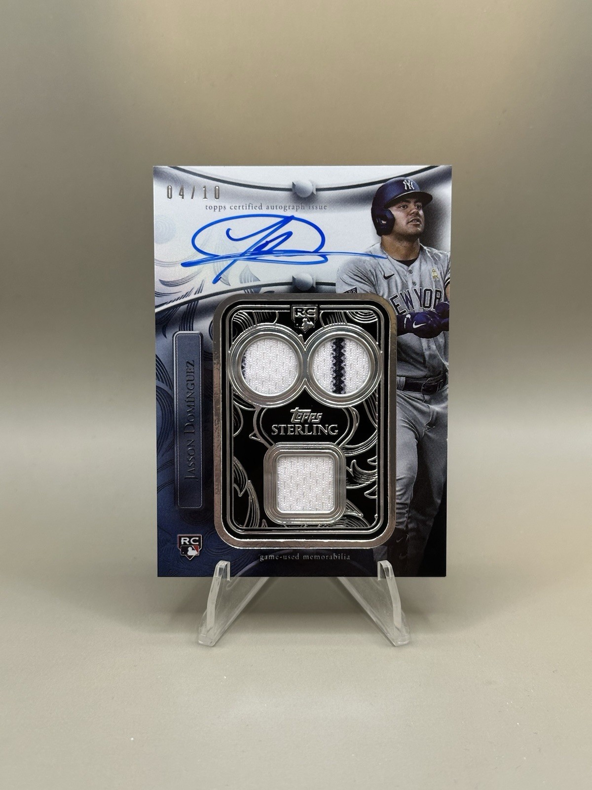 2024 Topps Sterling Jasson Dominguez Rookie Patch Auto /10 #SBDB-JD2 Game Worn