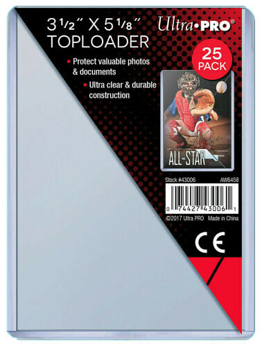 NEW Ultra Pro 3.5 x 5″ Toploader Index Photo Postcard Card Holder 25 COUNT 43006