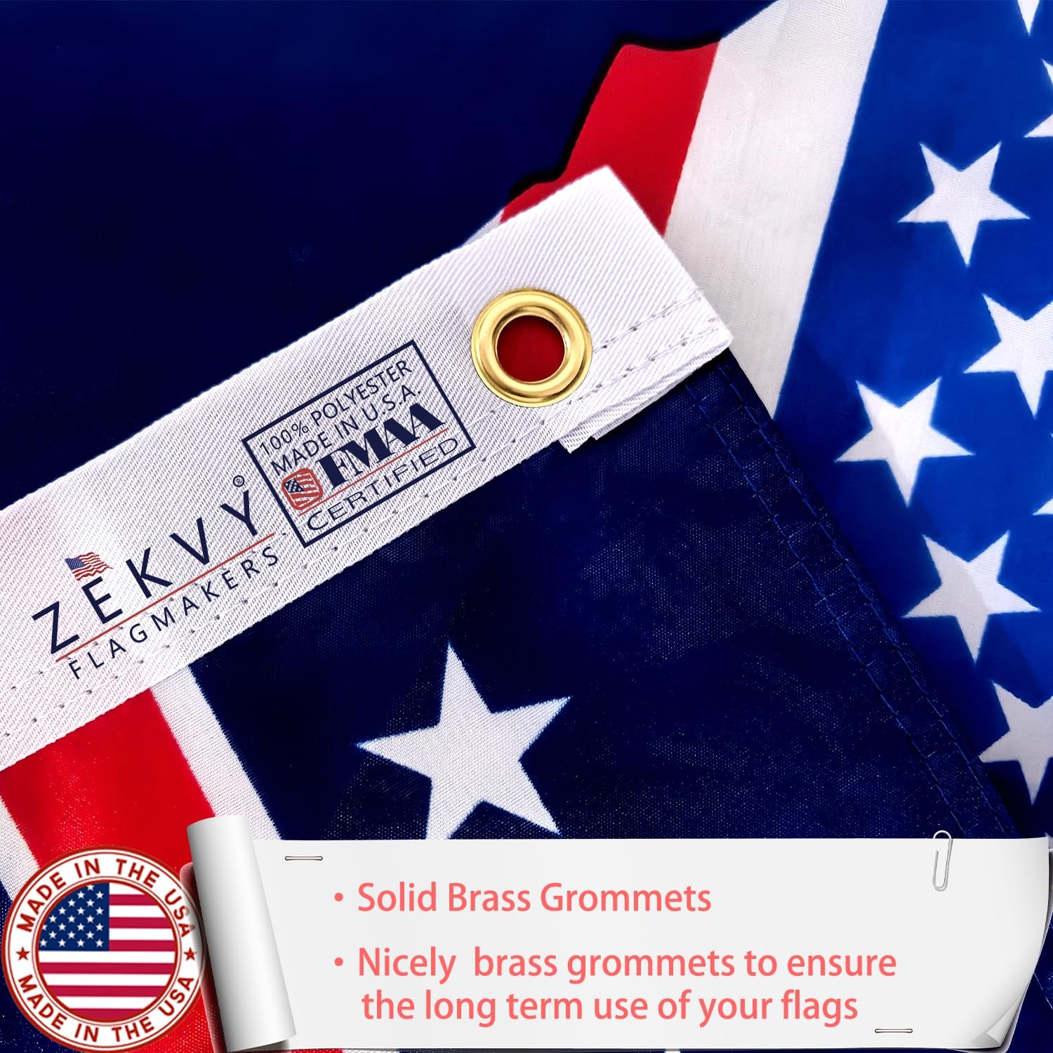 ZEKVY 250 Anniversary USA Flag 3×5 Made in USA- FT, Blue 250th