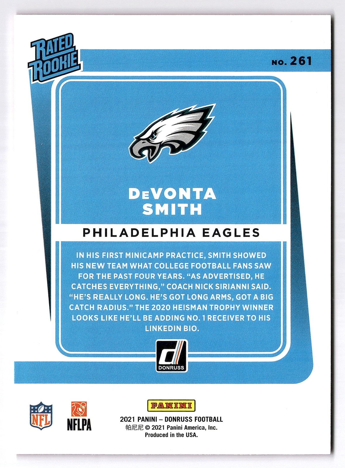 2021 Donruss Football #261 Devonta Smith Red Press Proof RC Philadelphia Eagles