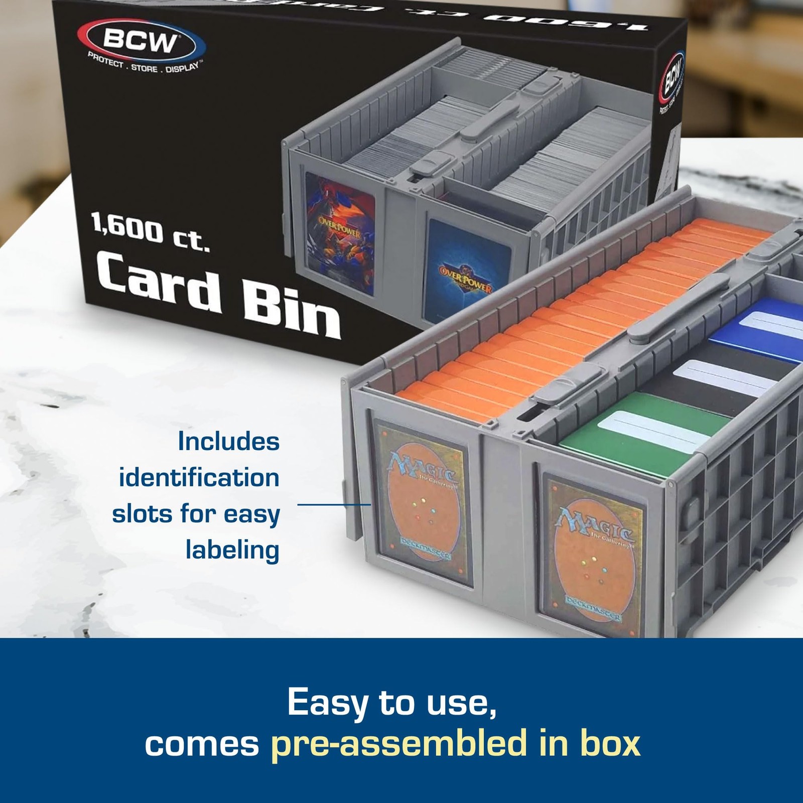 Collectible Card Bin – (2-Pack, Gray) | Holds up to 1600 Cards | Plastic Stor…