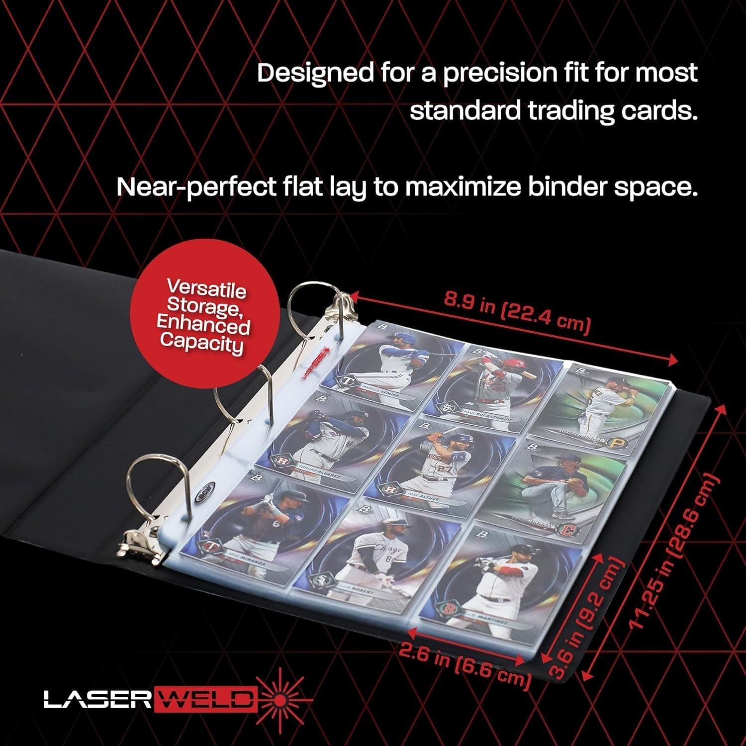 LaserWeld 100 Pack of 9 Pocket Trading Card Sleeves – Crystal Clear Protection