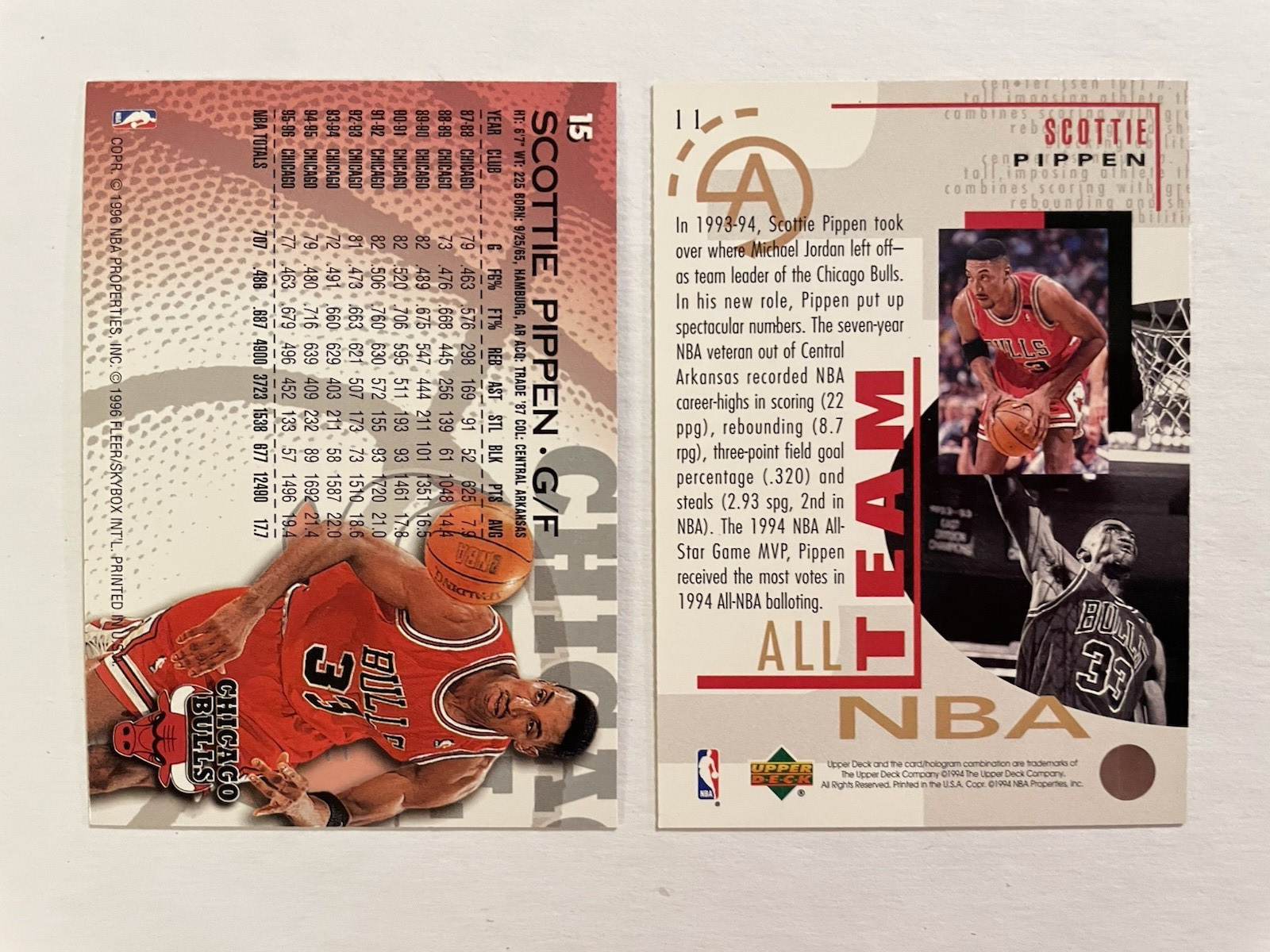 Scottie Pippen 20 Card Lot, Various Years and Sets, Inserts and Base, Bulls HOF