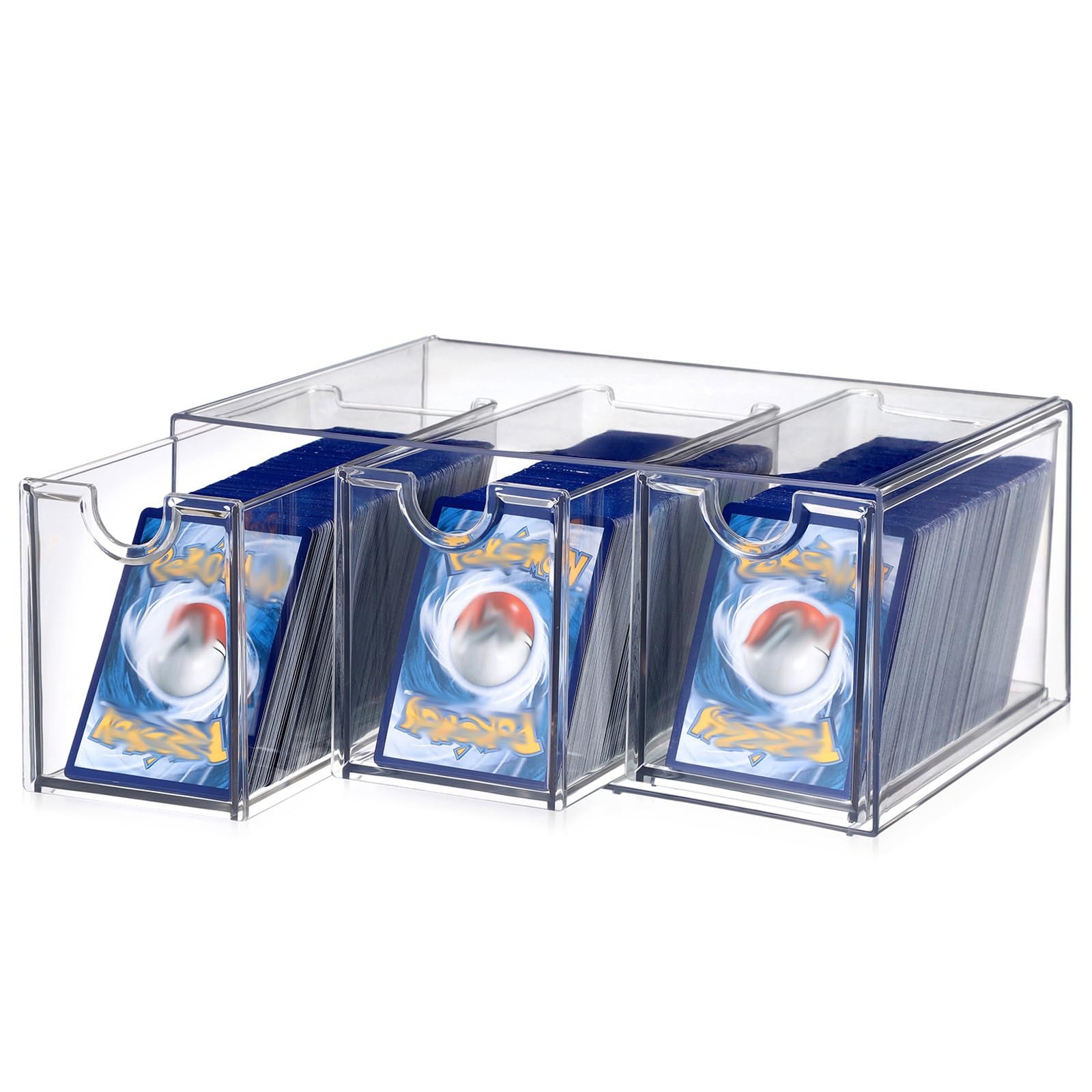 1 Plastic Trading Card Storage with 3 Drawers, Clear Stackable TCG/Card Organ…