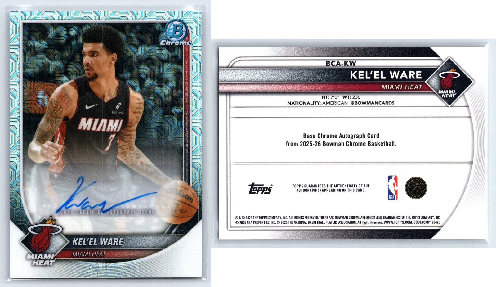 2025-26 Bowman Chrome KEL’EL WARE #BCA-KW Mojo Auto