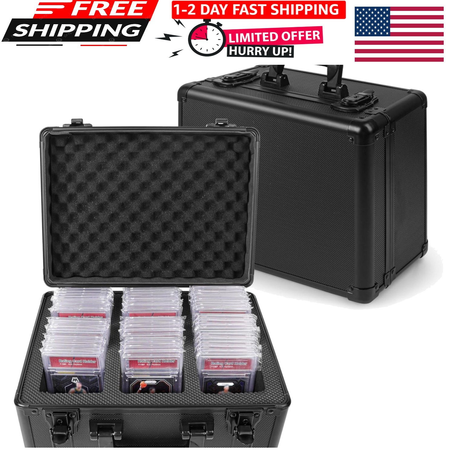 Compact 3-Slot Card Storage Case with Key Lock – Secure Sports Card Storage
