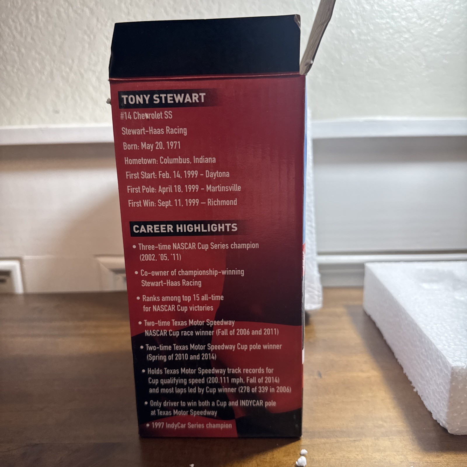 NASCAR Texas Motor Speedway Commemorative Bobblehead Tony Stewart 2016