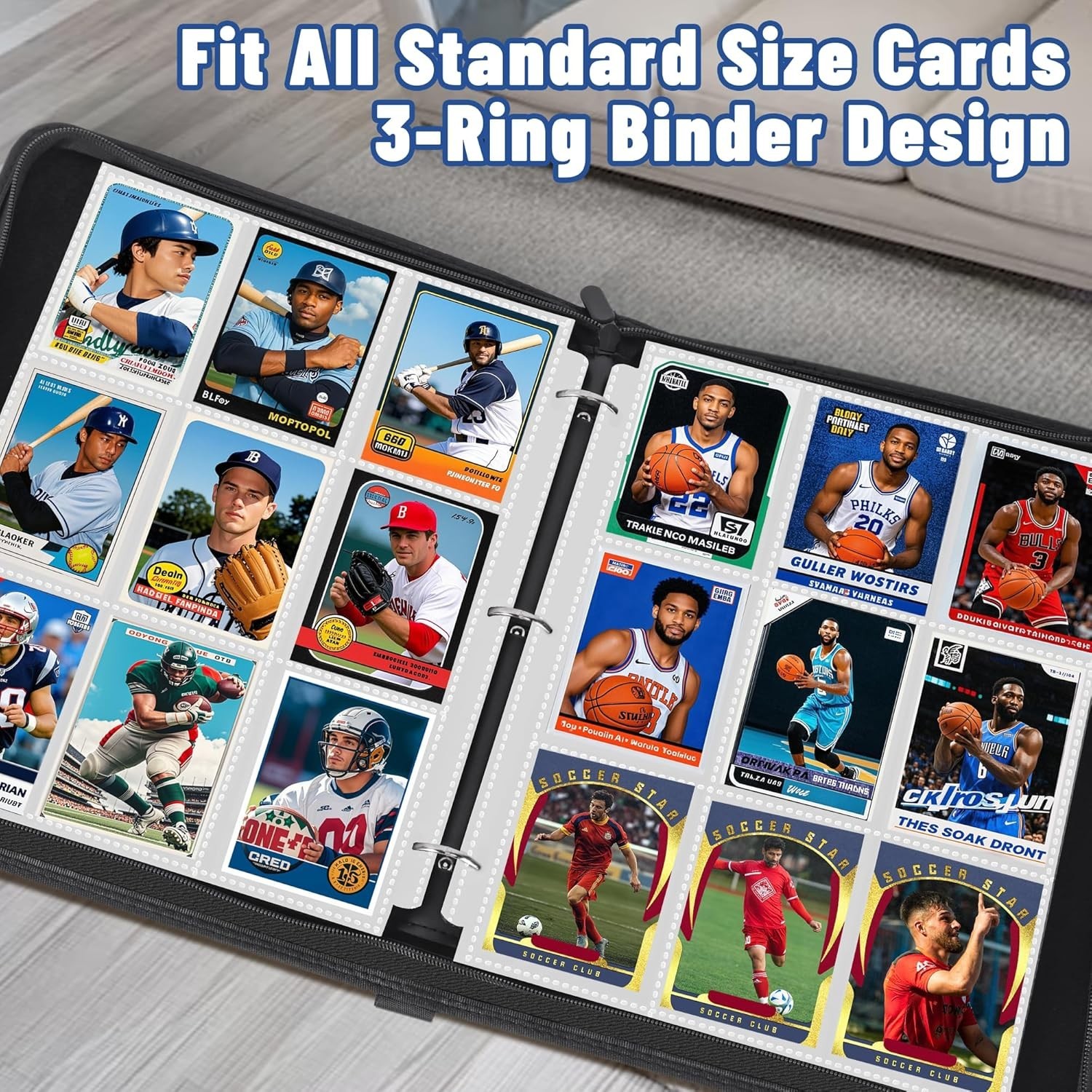1800 Pockets Card Sleeves Binder Sheets, Double-Sided Trading Card Pages Sleeves
