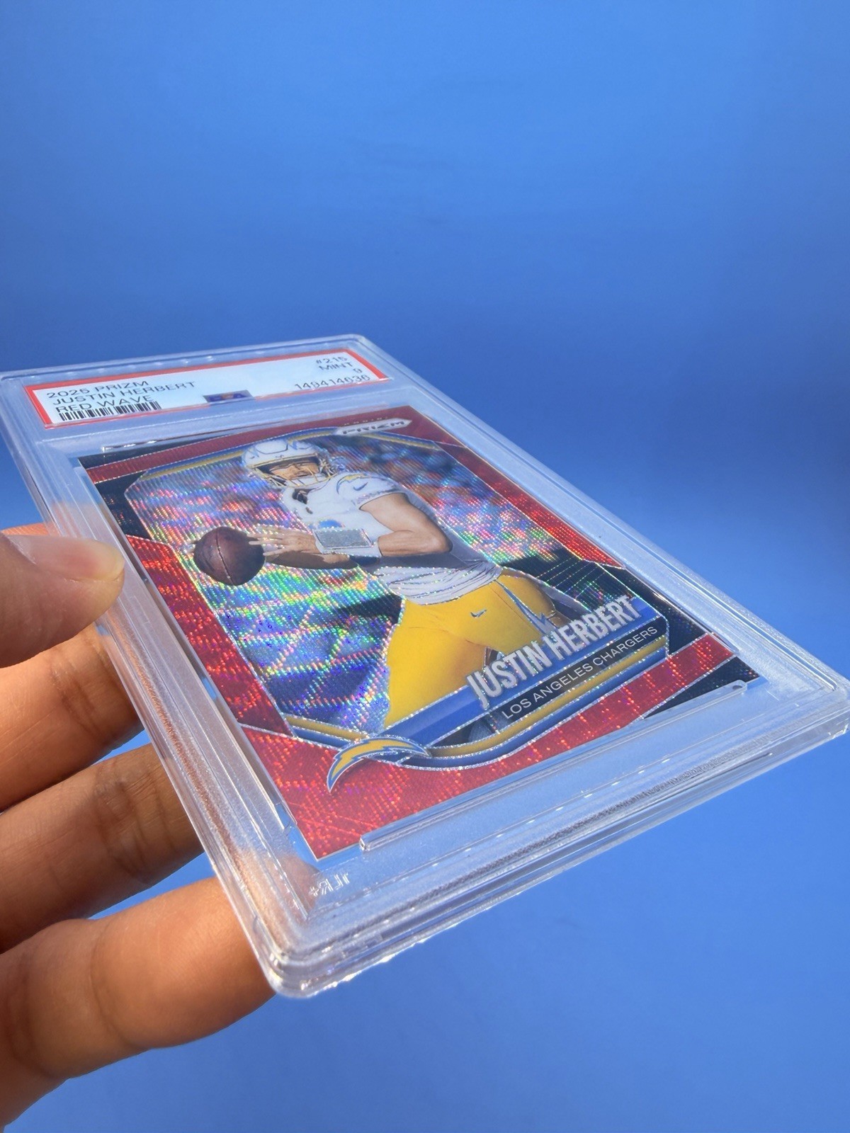 2025 Prizm ~ JUSTIN HERBERT ~ Red Wave Prizm #’d /149 ~ PSA 9 MINT POP 1 🔥