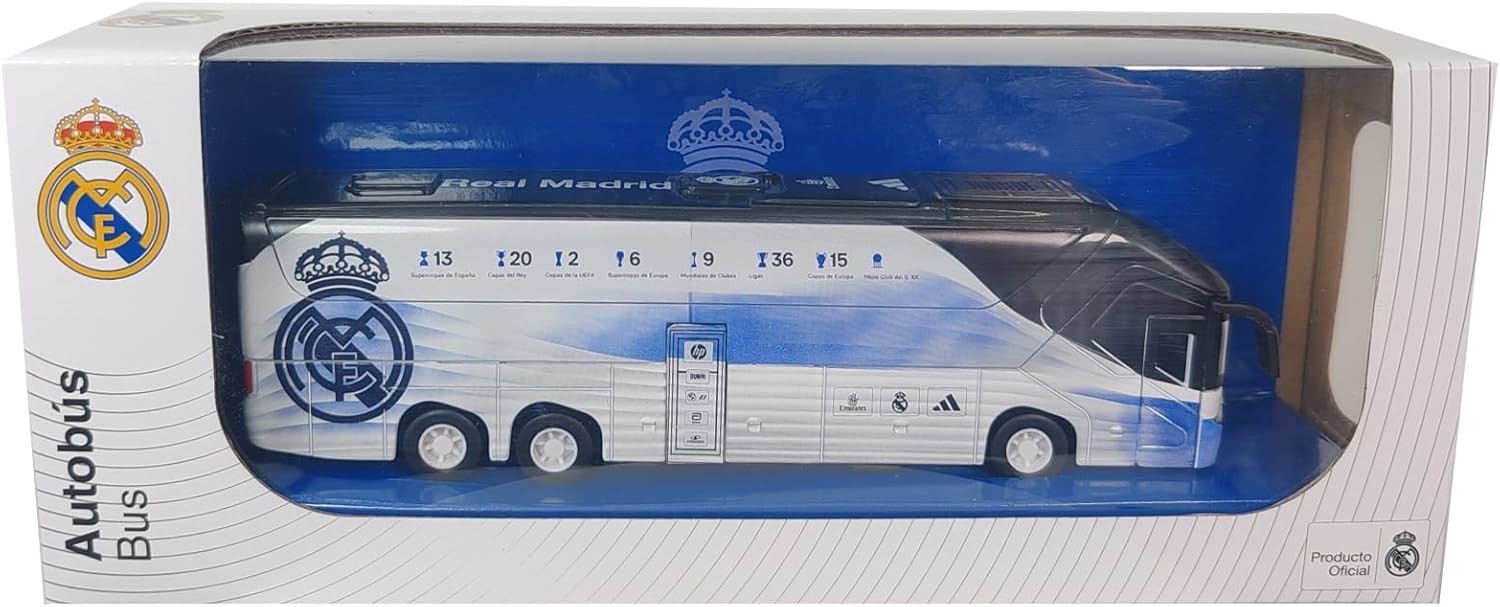 Real Madrid Team Bus Miniature Collectible Official Sockers Model Car Toy New