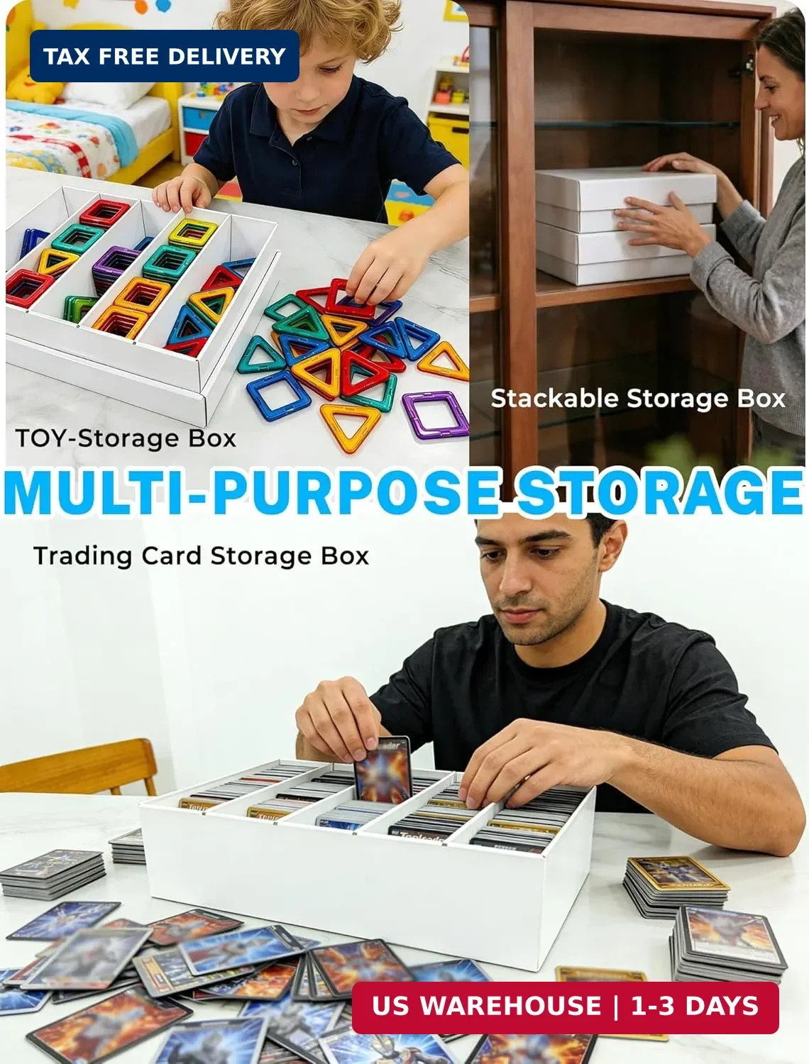4-PACK Trading Card Storage Box -5 Row 5000ct TCG Corrugated Cardboard Storage B