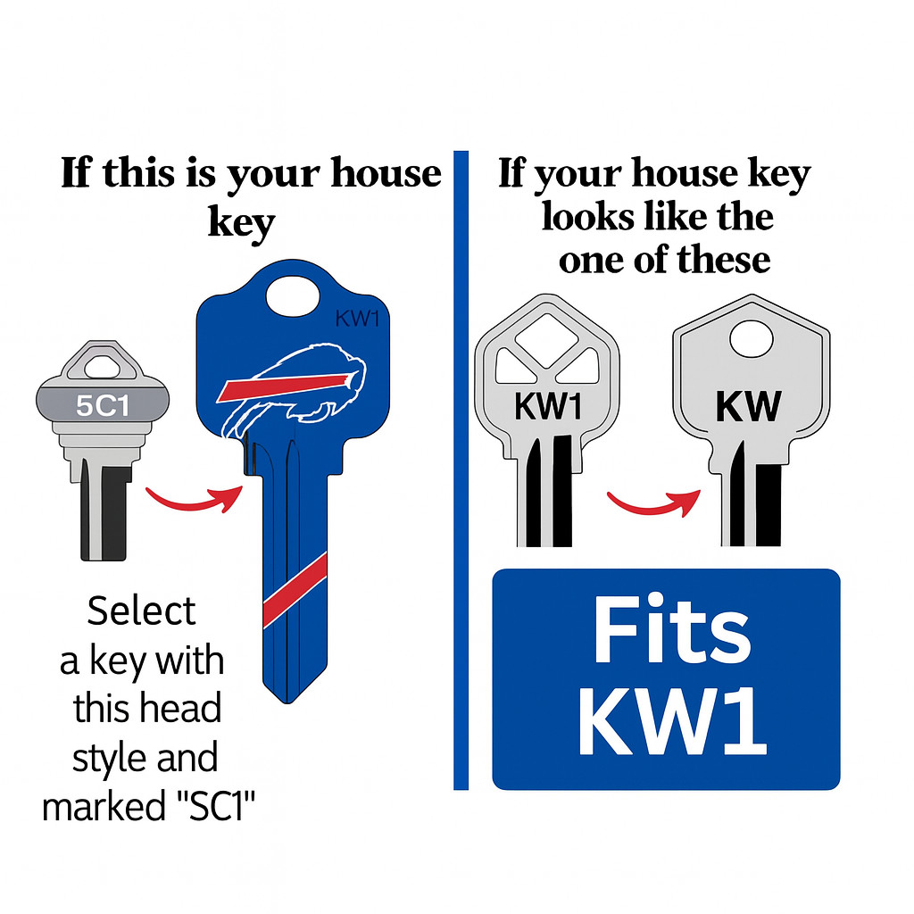 Officially Licensed NFL Football Team House Key Blank, Kwikset Schlage