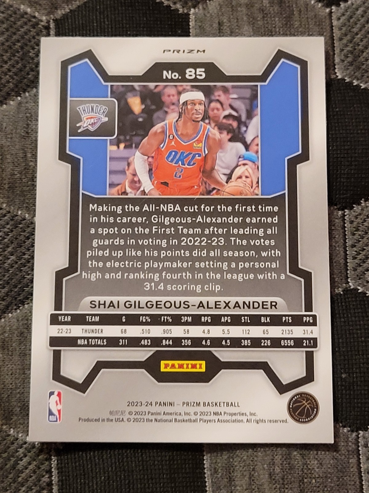 2023-24 Panini Prizm #85 Shai Gilgeous-Alexander Prizms Orange Ice