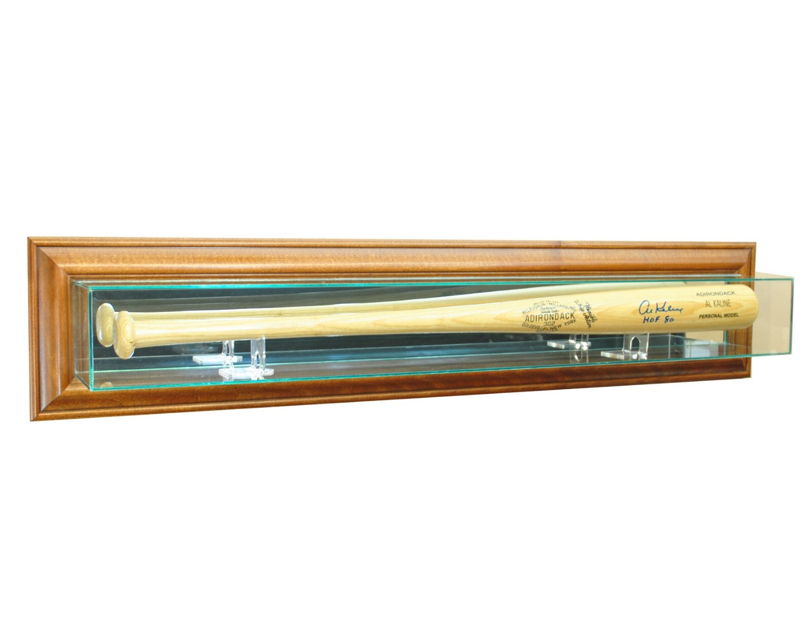 Walnut Wall Mounted Baseball Bat Display Case glass and mirror FREE SHIPPING