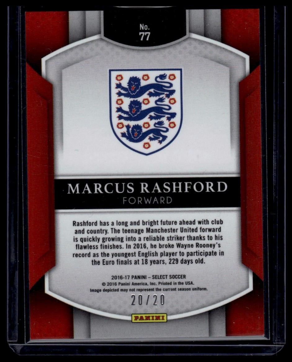 2016 Select Marcus Rashford /20 Camo Rookie Refractor RC England World Cup