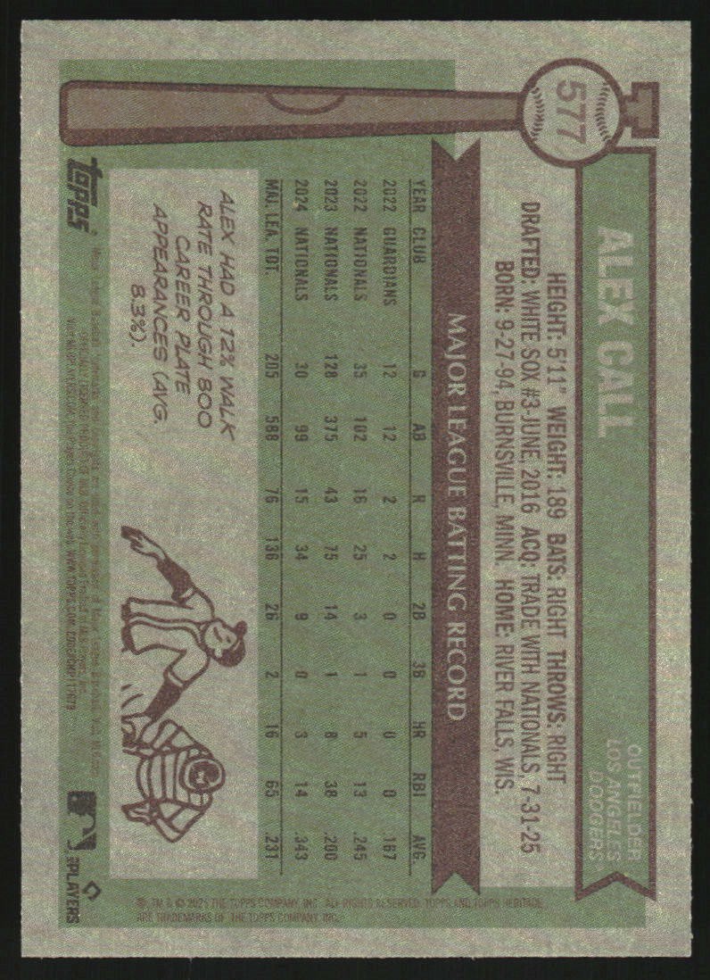 2025 Topps Heritage Baseball Card #577 Alex Call