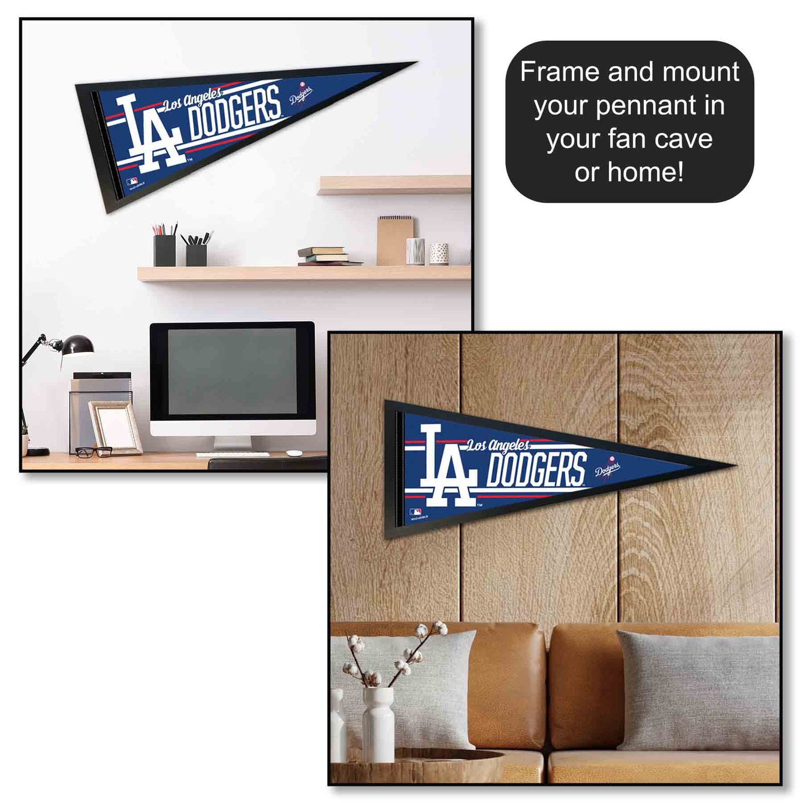 LA Dodgers MLB 12 in X 30 in Pennant