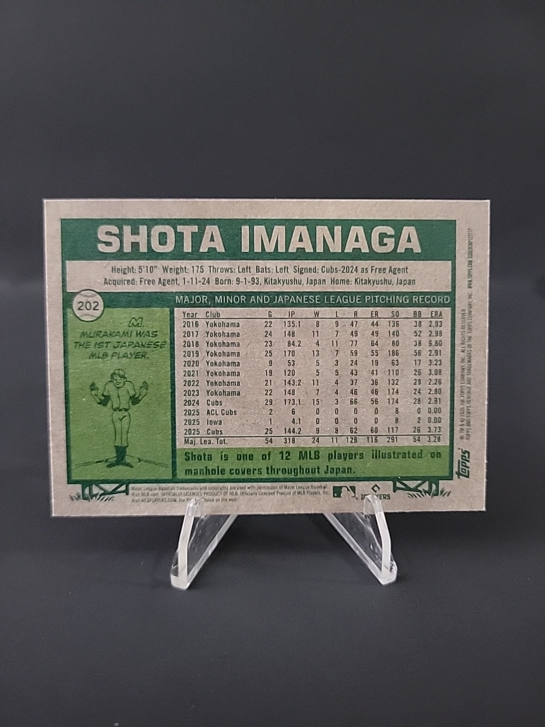 Topps 2026 Heritage Shota Imanaga Orange 77 Border 30/ 77 #202 Chicago Cubs