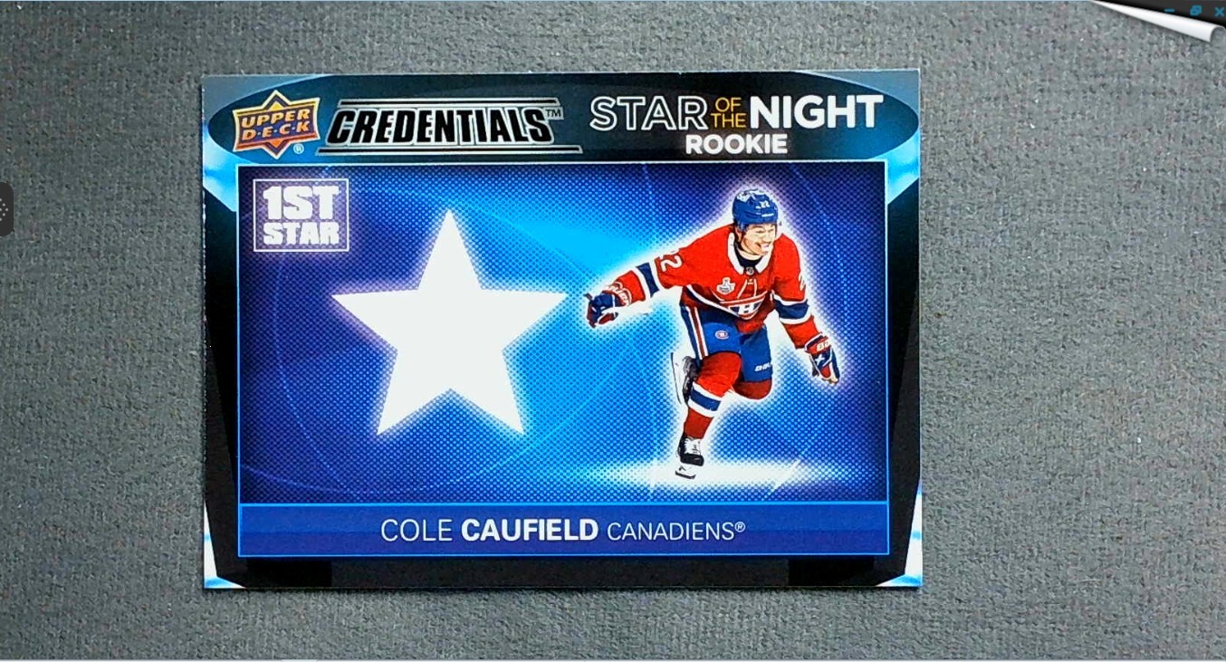 2021-22 Upper Deck Credentials 1st Star of the Night #1SR-2 Cole Caufield