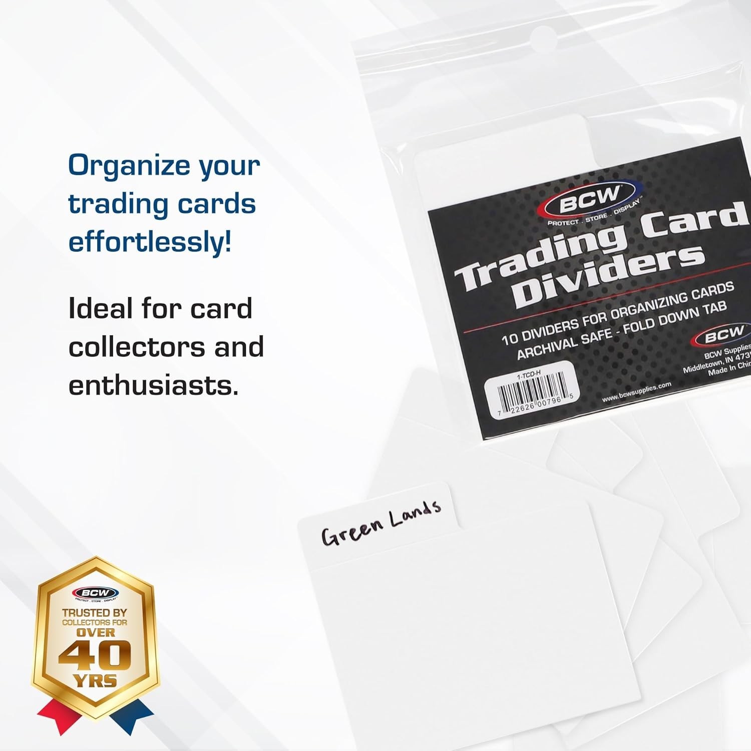 Archival Quality Trading Card Dividers – 10 Pack with Write-On Tabs, 3.7×2.7 in