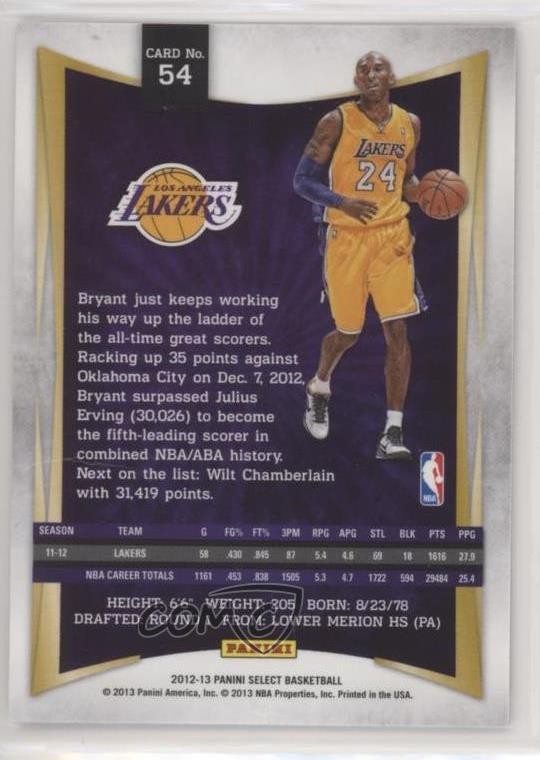 2012-13 Panini Select Kobe Bryant #54 HOF 0mm3