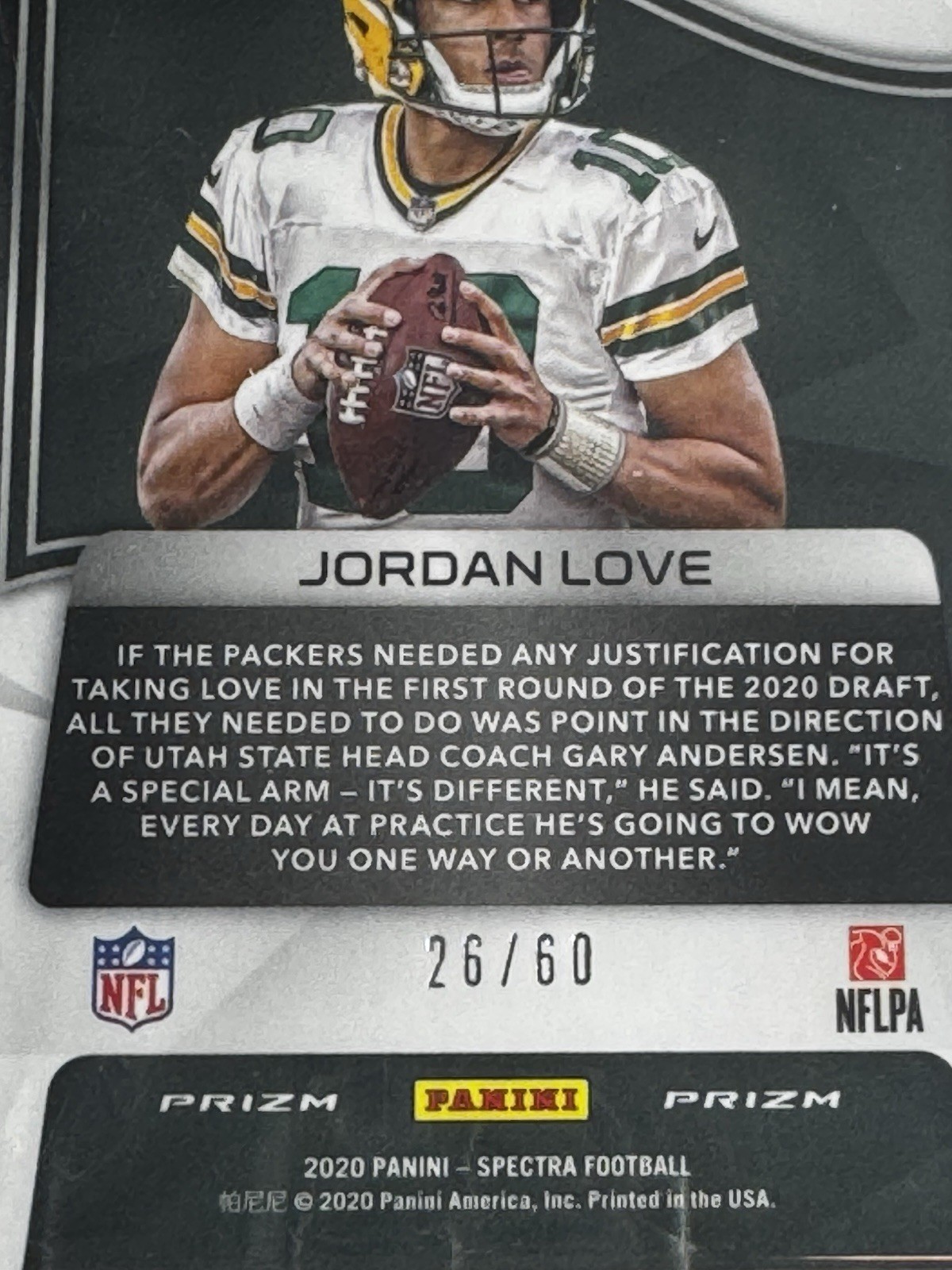 ‼️ONLY 6 EXIST‼️2020 Panini Spectra Jordan Love #139 Neon Blue /60 Packer’s NFL