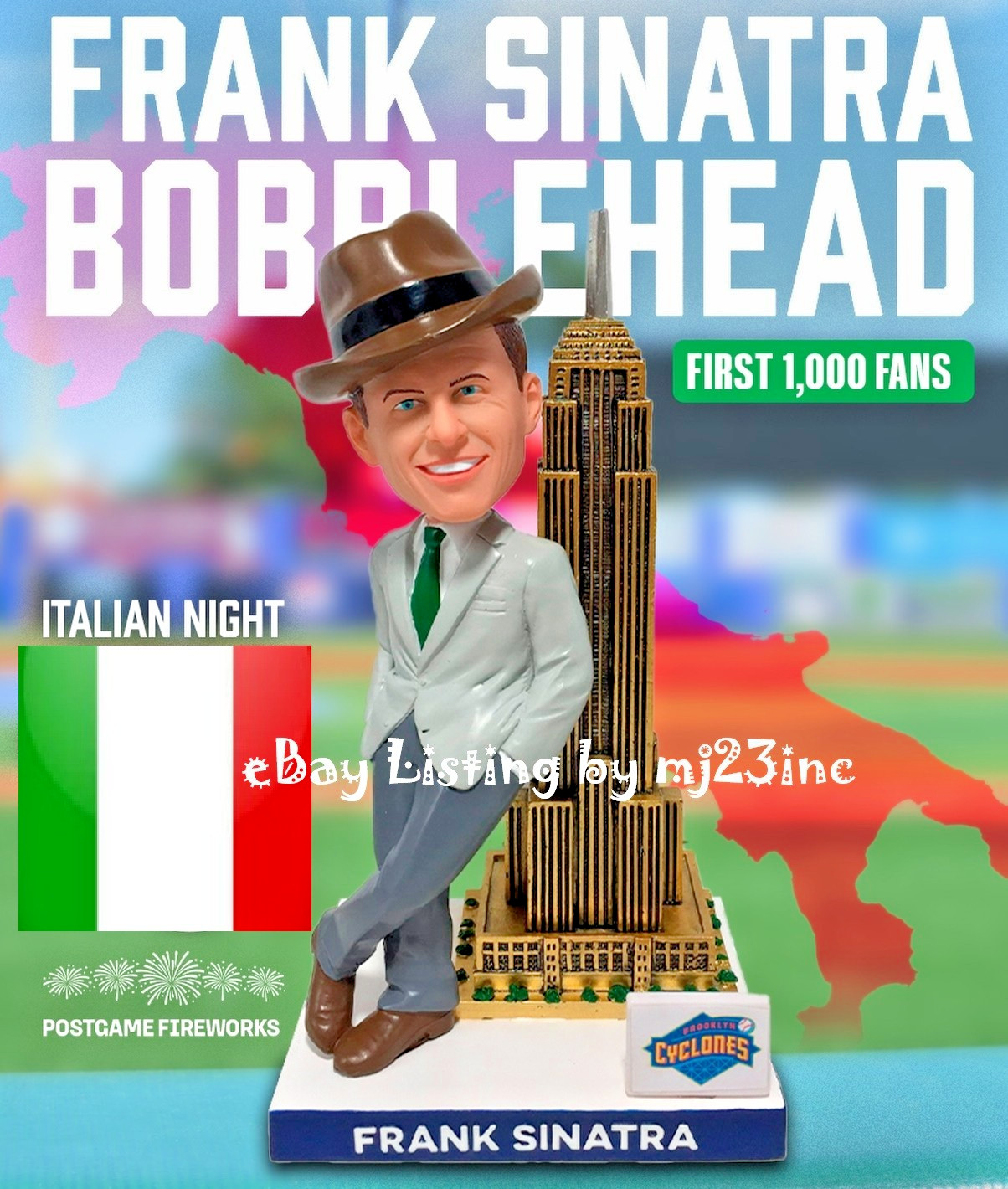 2026 FRANK SINATRA BOBBLEHEAD BROOKLYN CYCLONES SGA ITALIAN NEW YORK METS MiLB